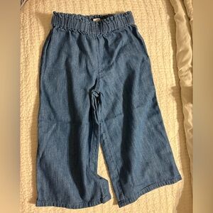 Wide Leg Denim Pants in Medium Blue